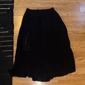 Black Midi Skirt with Leg Slit